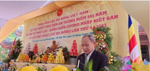 GS.TS.Trung tướng Đồng Minh Tại, nguyên Giám đốc Học viện Hậu cần, Bộ Quốc phòng; Trưởng Ban liên lạc họ Đồng Việt Nam phát biểu