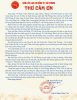 Thư cảm ơn của Trưởng ban Liên lạc họ Đồng TP. Hải Phòng
