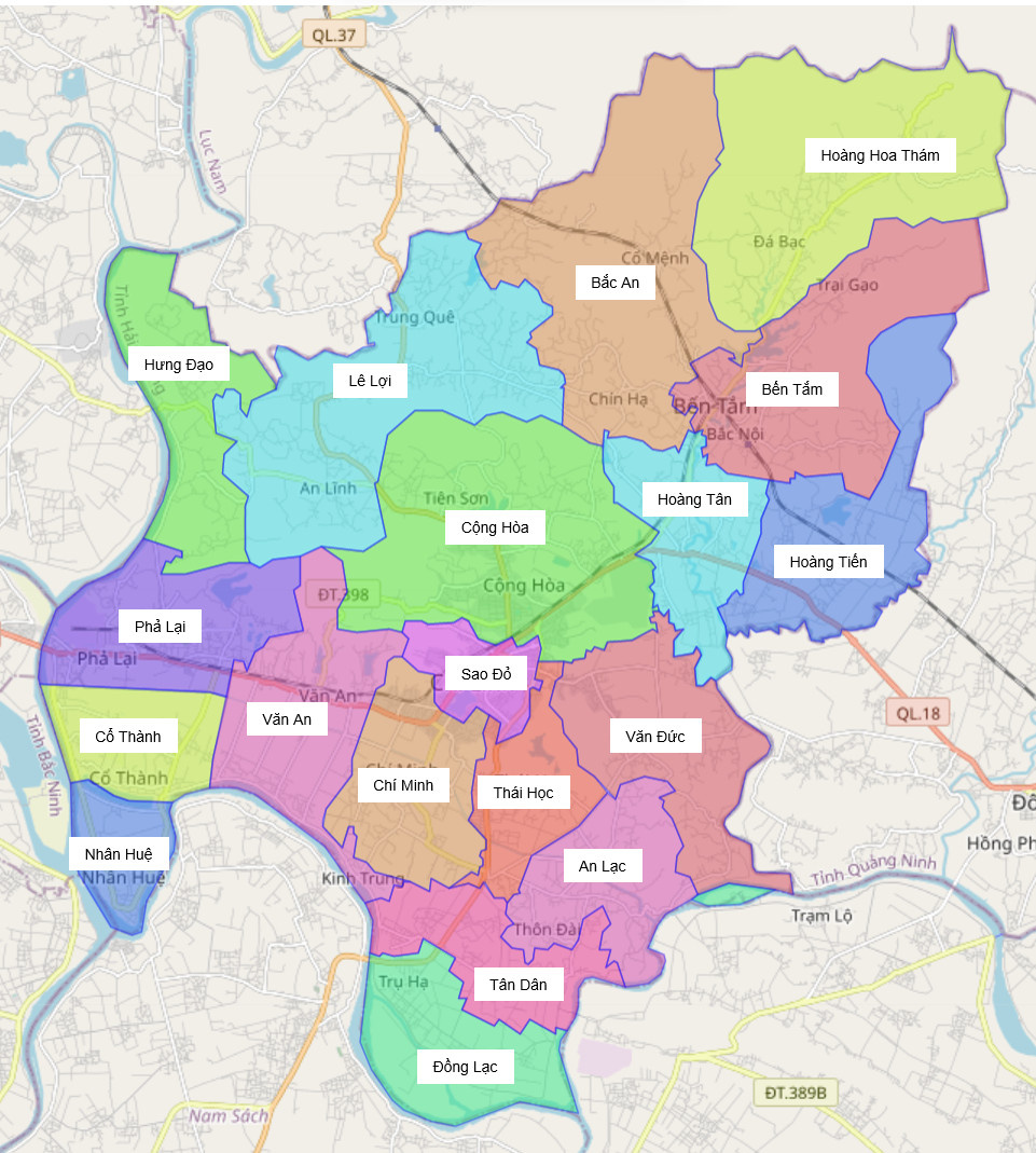 Bản đồ hành chính thành phố Chí Linh