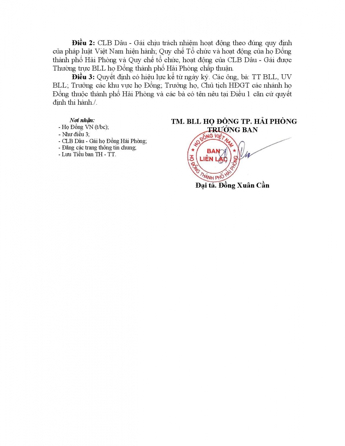 Quyết định thành lập CLB Dâu Gái page 002
