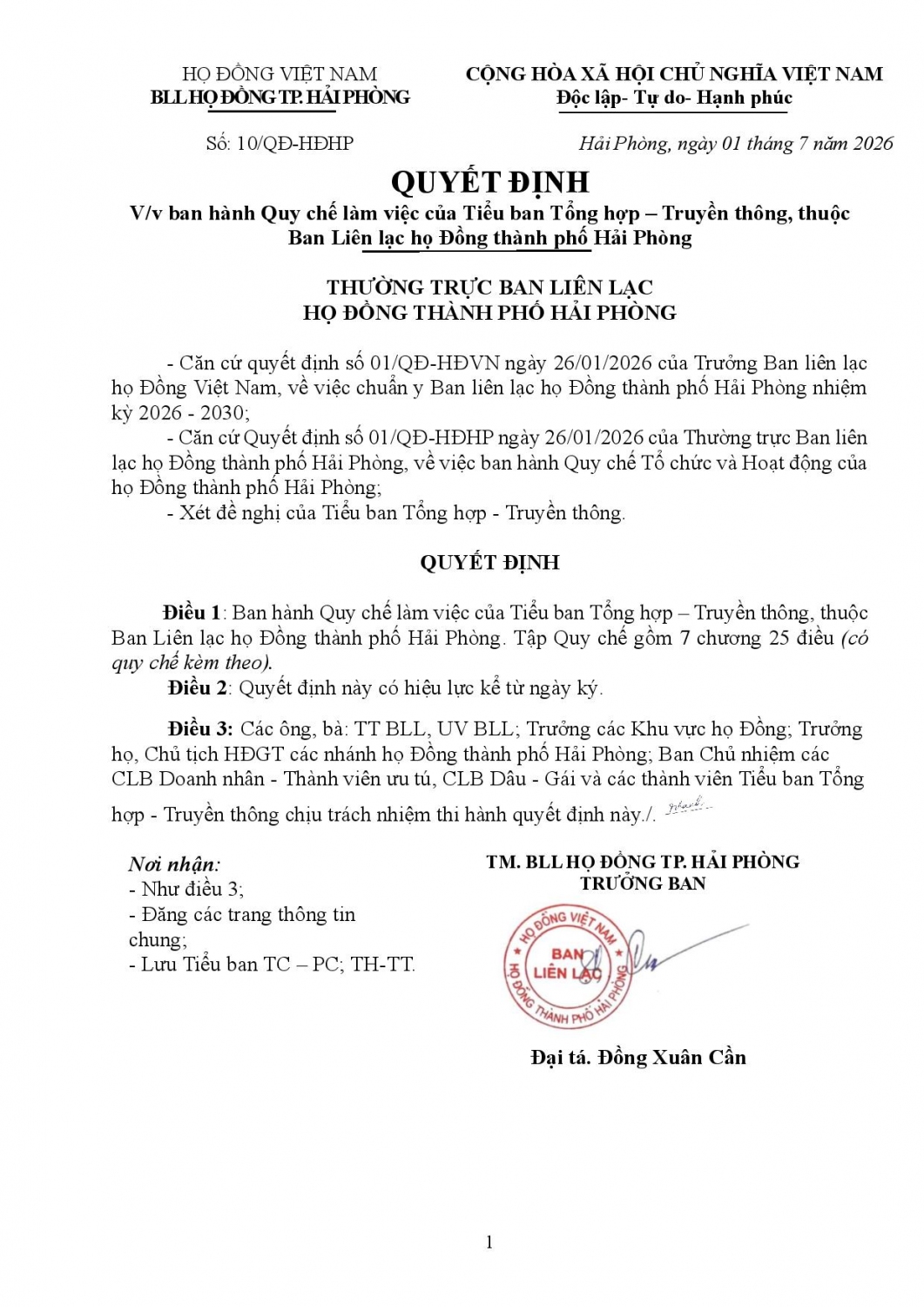 Quy chế hoạt động của TB TH  TT (Bản sửa lần chót 01 7 2026)
